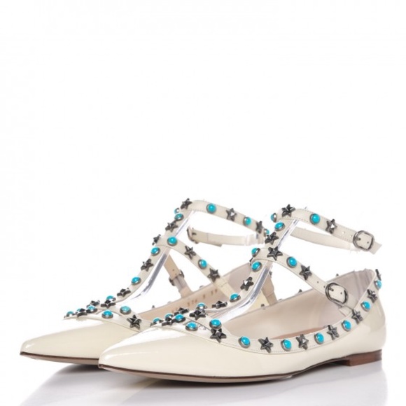 VALENTINO GARAVANI Patent Rockstud Rolling Cage Ballerina - 36.5 - Picture 1 of 6